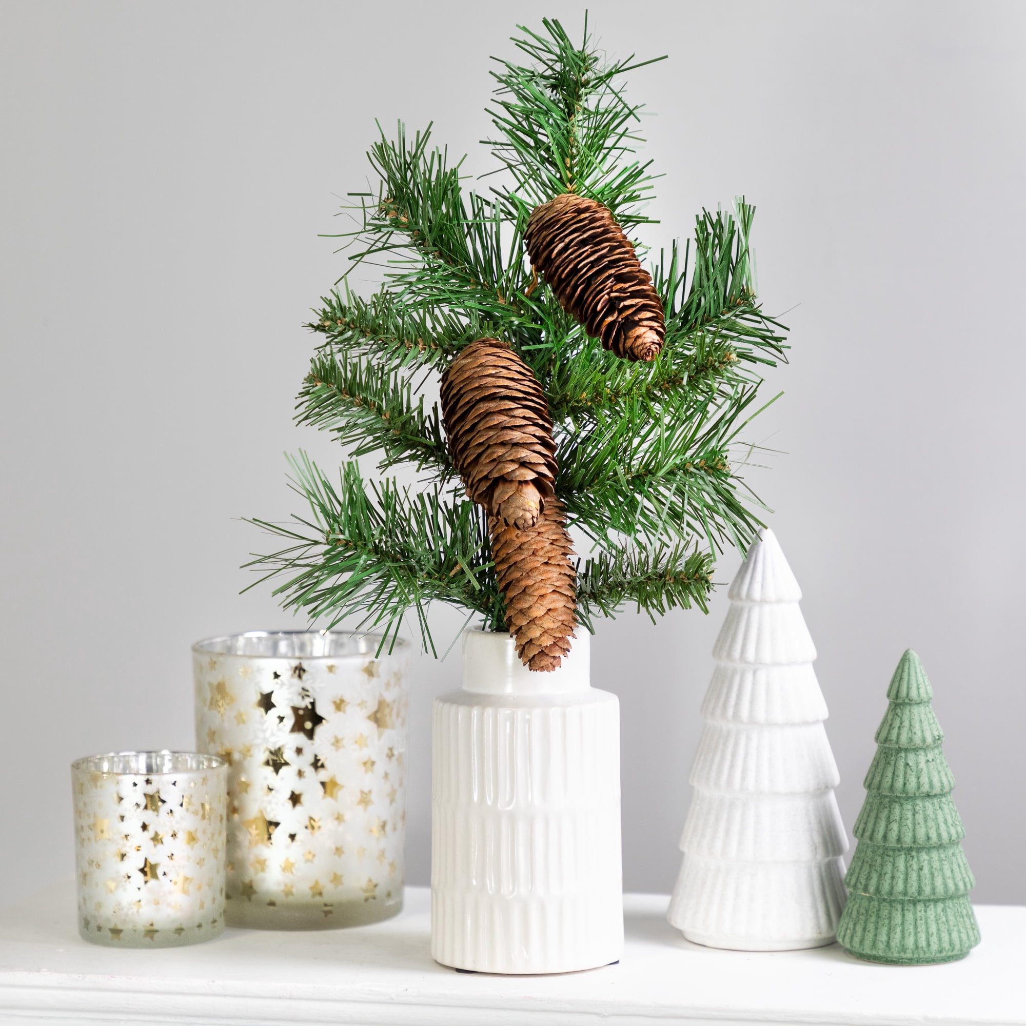 15" Dakota Red Pine Artificial Christmas Craft Spray with Pine Cones