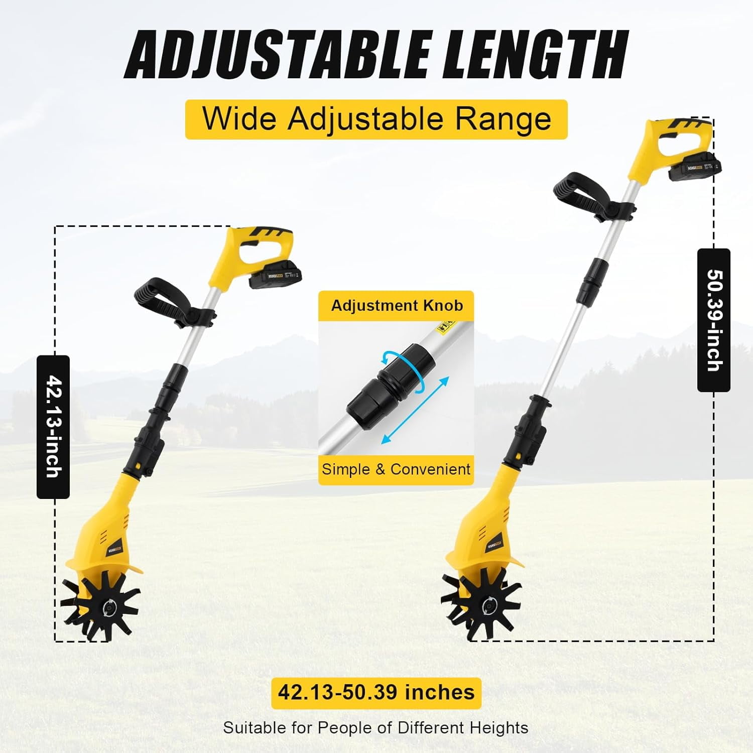 Hand-held Cordless Tiller 250Rpm Electric Cultivator 20V Lithium Battery-powered Rototiller 6.7In Depth & 4In Width Tiller for Garden Portable Tiller for Turn Soil Open Furrows Weed Use