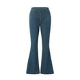 thumbnail image 2 of Seyurigaoka Women Juniors Casual Gradient Jeans, Plus Sized Button Bootcut Pants with Pockets, 2 of 10