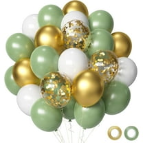 Sage Green Gold White Party Balloons, 50Pcs Sage Green and Gold Confetti Party Balloons For Birthday Baby Shower Engagement Wedding Anniversary Party Decorations