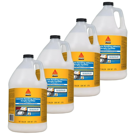 Sika SikaLatex R Concrete Adhesive Admix, White - Durable, Freeze-Thaw Resistant - 1-Gallon, 4 Pack
