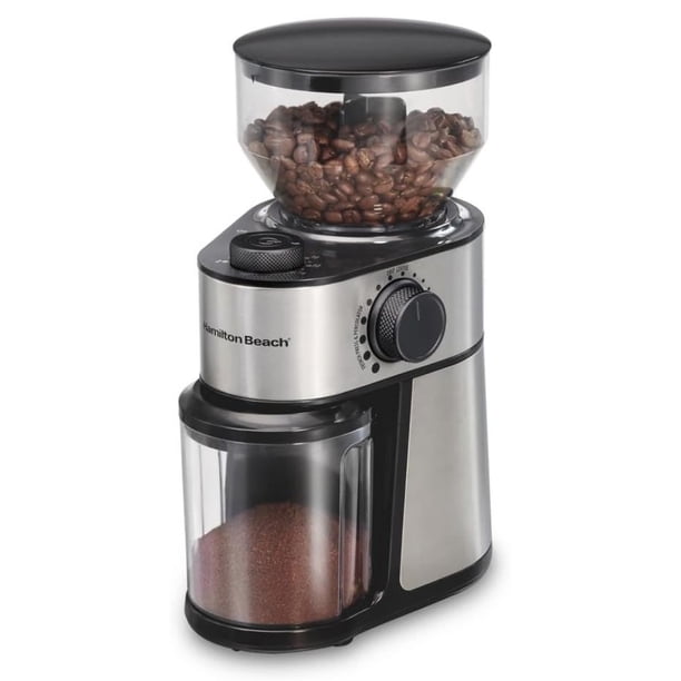 Molinillo de Café Eléctrico Hamilton Beach 16 oz | Molino con 18 Ajustes de Molido, 2 a 14 Tazas, Acero Inoxidable Reacondicionado