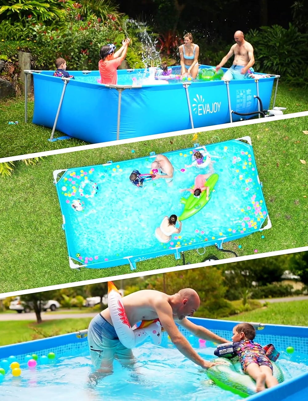 Evajoy EJ-HF047 Rectangular Metal Framed Swimming Pool Set 13ft x 7ft x 32in