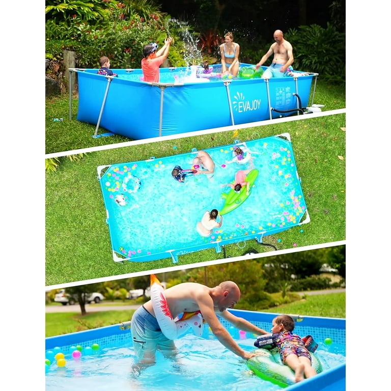 Evajoy, Rectangular Metal Framed Swimming Pool, 13ft x 7ft x 32in