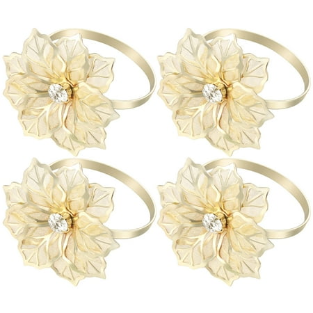 

4Pcs Flower Napkin Rings Decorative Napkin Holder Valentine Party Dinner Table Decoration