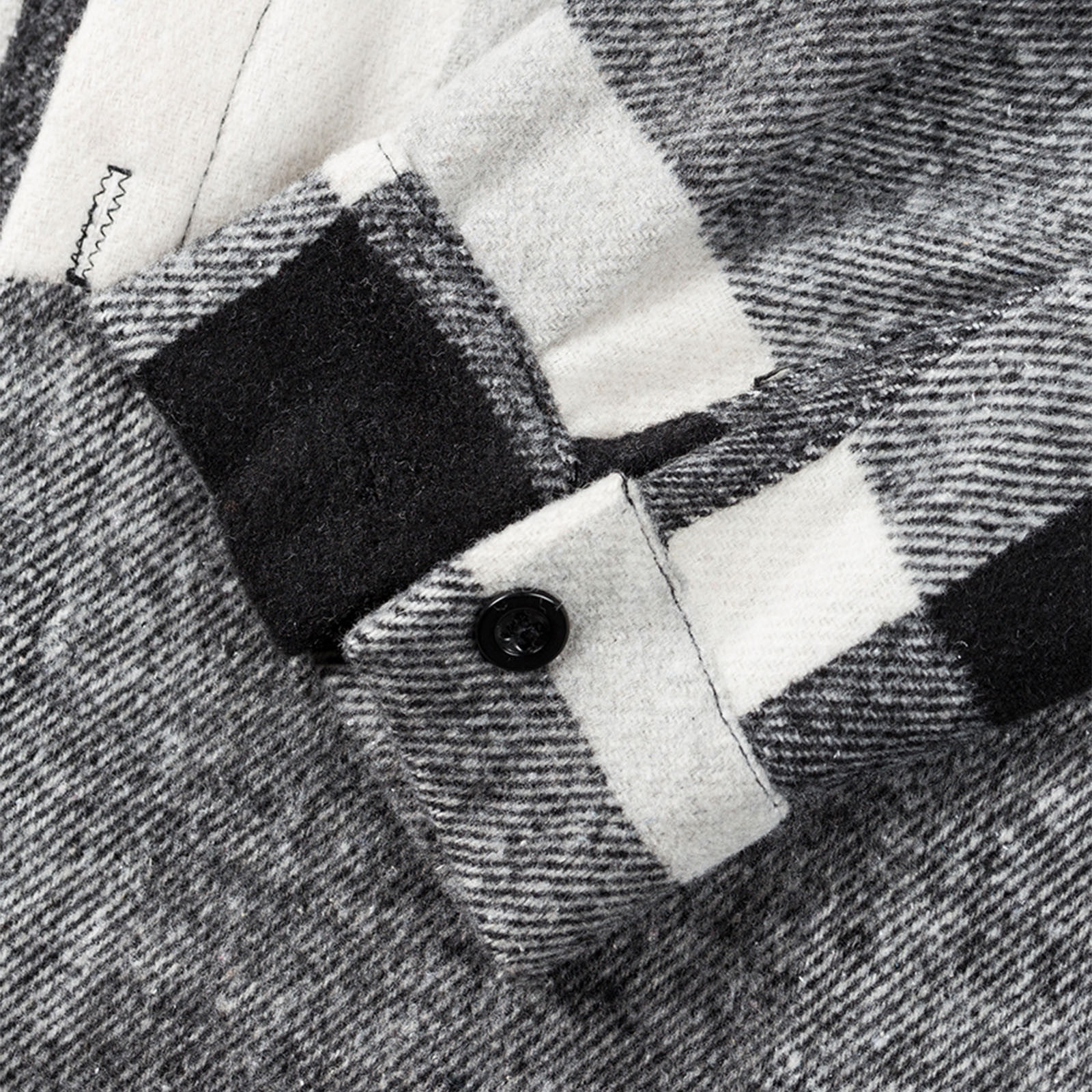 Brnmxoke Flannel Hooded Shirt for Men Flannel Hoodie Shirts Long Sleeve Casual Vintage Button Down Plaid Shirt Jacket with Pocket Black,XL