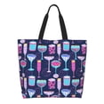 thumbnail image 1 of Easygdp Wine Glasses And Cocktails Bolsas Tote para Mujer, Bolsos de Hombro para Viaje, Bolsos de Mano de Gran Capacidad para Compras y Trabajo, 1 of 8