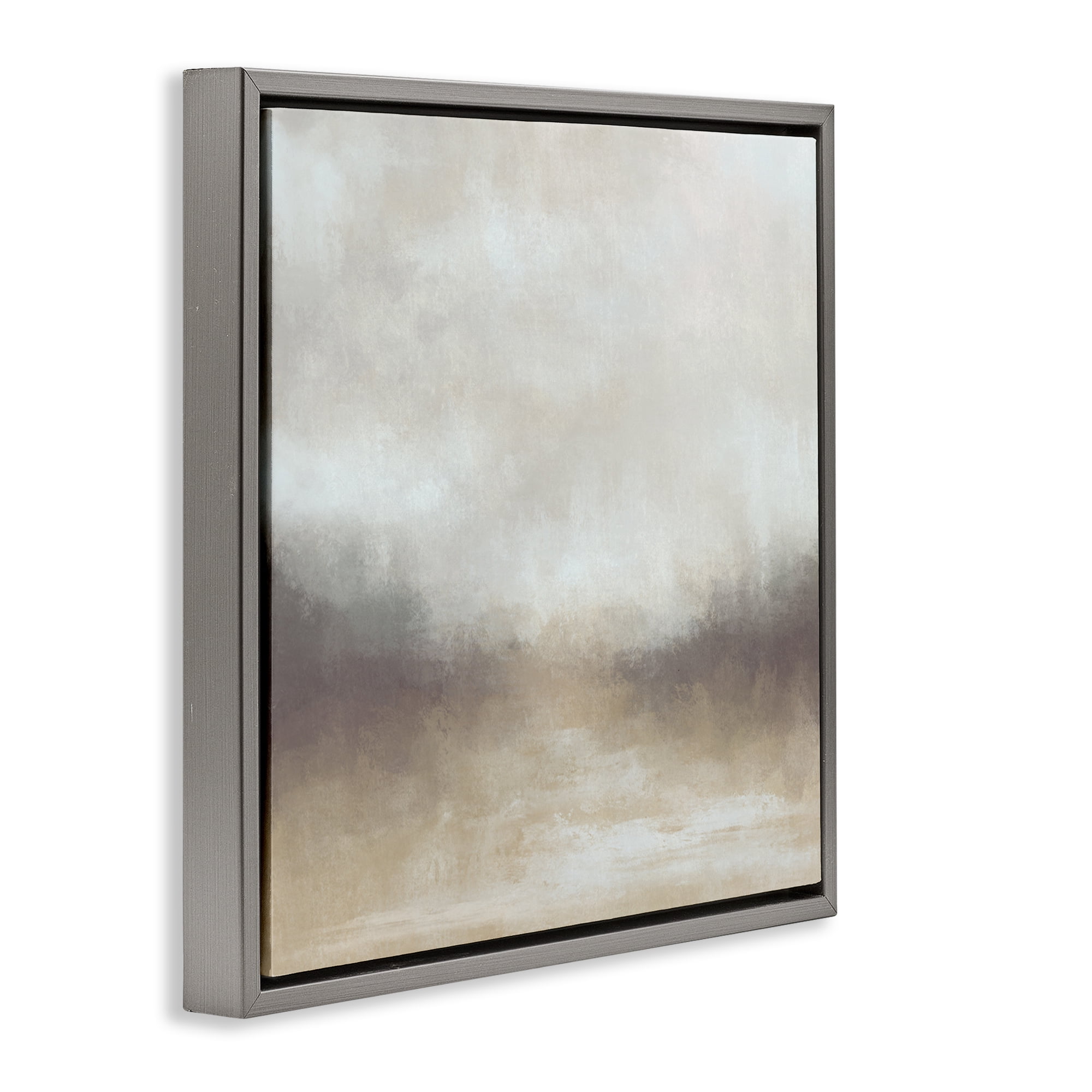 Stupell Industries Foggy Beige Landscape Landscape & Nature Painting Gray Floater Framed Canvas Art Print Wall Art, 25 x 25