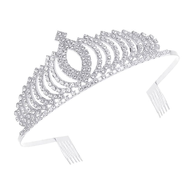 relayinert Crystal Hair Hoop with Comb Headband Rhinestone Portable Rustproof Bridal Hair Accessories for Women Engagement 1Set