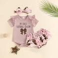 thumbnail image 2 of mgoYE Baby Girl Clothes Baby Girl Clothes Short Sleeve Ribbed Knit Romper Tops + Tutu Skirt + Cute Headband 3pcs Set(Light Pink,6-12 Months), 2 of 5