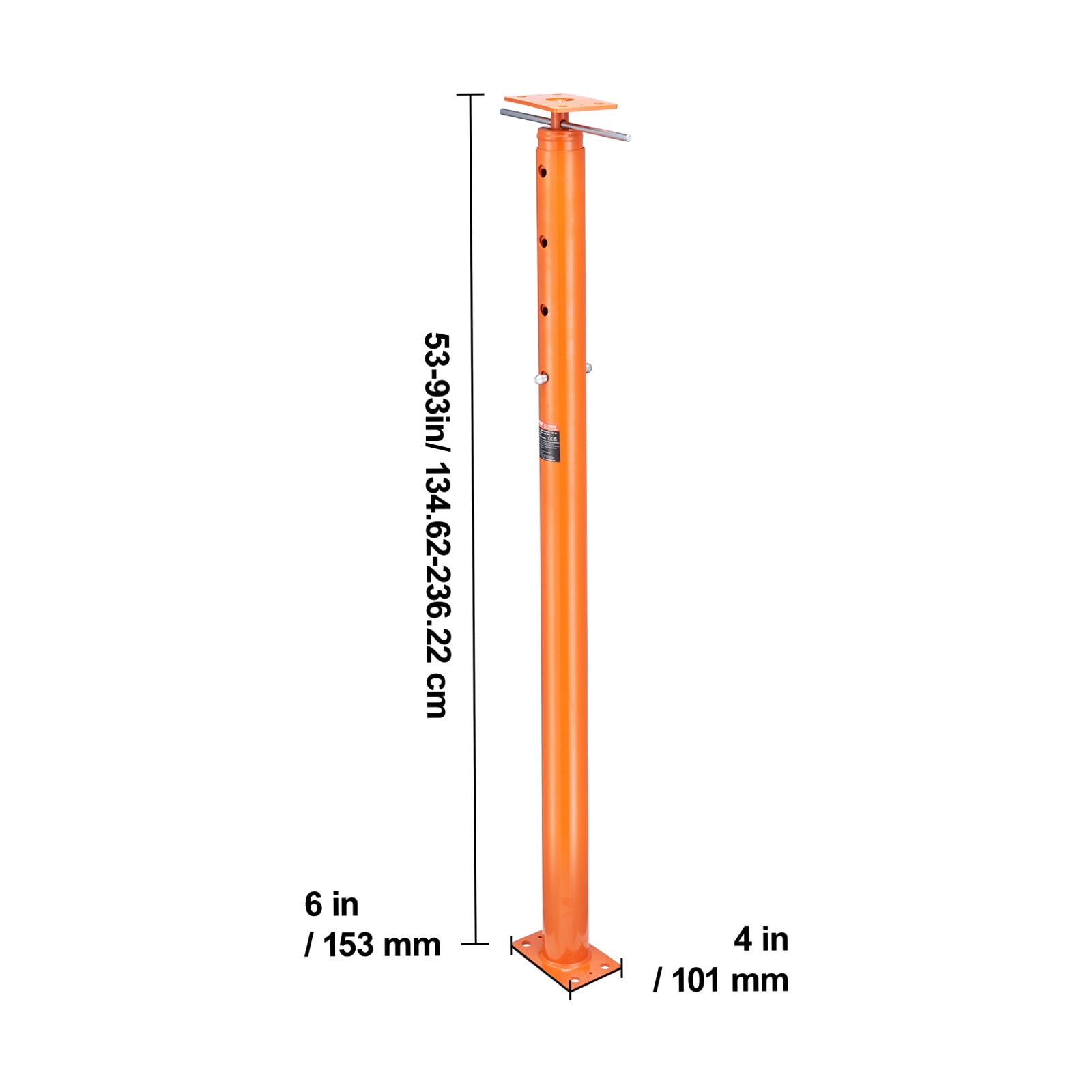 VEVOR House Floor Jack, 53"-93" Height Range, 18000 lbs Max Load Capacity, Adjustable Support Beam Basement Jack Post Pole for Leveling, Lift Support Steel Telescoping Jack Post for Temporary Support
