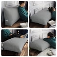 thumbnail image 4 of WOWMAX Large Reading Bed Wedge Pillow, Triangular Upholstered Headboard, Backrest Back Support for Sitting Up in Bed With Removable Linen Grey Cover, California King, 4 of 6