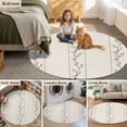 thumbnail image 5 of Beige Flower Branch Round Area Rug 8Ft Washable Large Circle Rugs for Living Room Dorm, Spring Summer Farmhouse Botanical Non-Slip Carpet Floor Mats Indoor Outdoor Carpet Runner Aesthetic Home Decor, 5 of 8