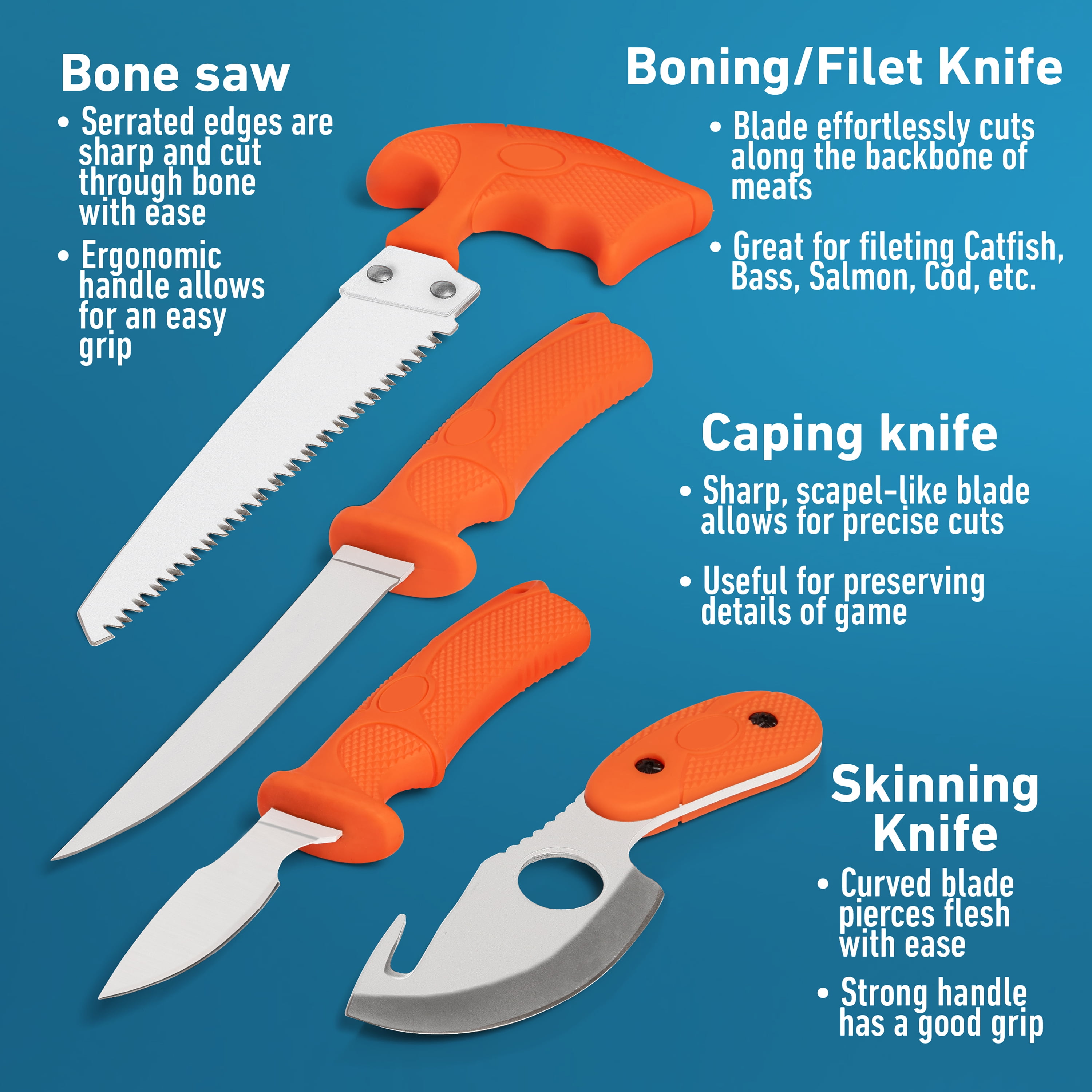 Maxam Deer Safe Knife Kit - 7 Piece 420 Stainless Steel Game