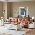 thumbnail image 6 of Joaxswe Farmhouse 3-Piece Coffee Table & Nightstand Set, 48" Center Table & 18" Nightstand with Charging Station, for Living Room, Hallway, White, 6 of 9