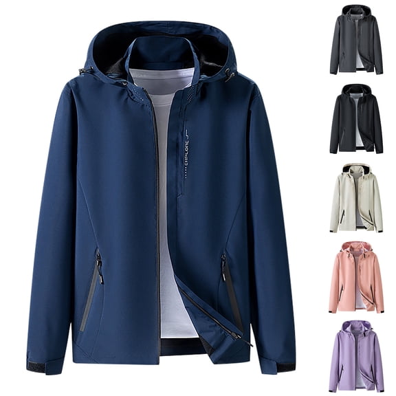 Wiyuqeen Women's Hiking Rain Jackets with Hood Plus Size Waterproof Windproof Windbreaker Raincoats Solid Lightweight Hiking Coats with Pocket
