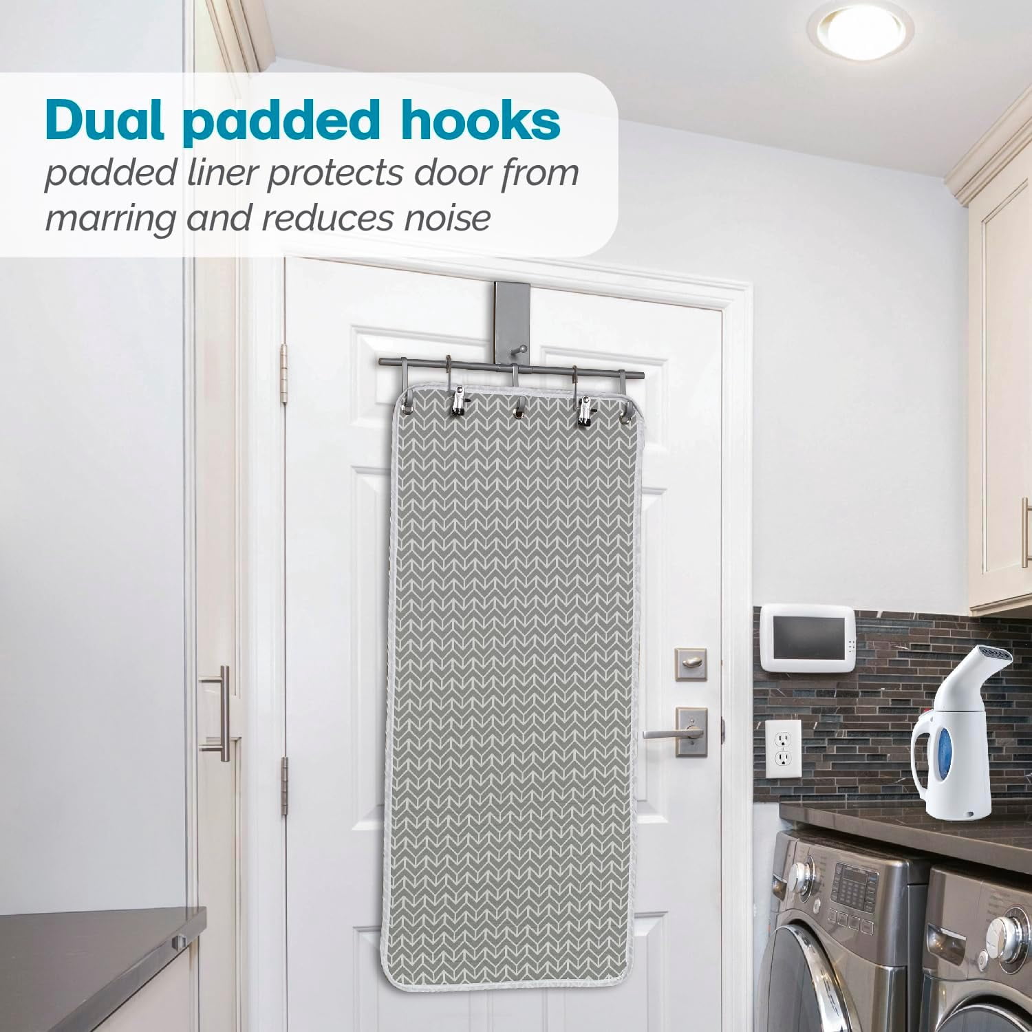 Polder Over-The Door Steaming Station, Cotton Cover, Large Steaming Surface Perfect for at Home and Folds Compact for Travel