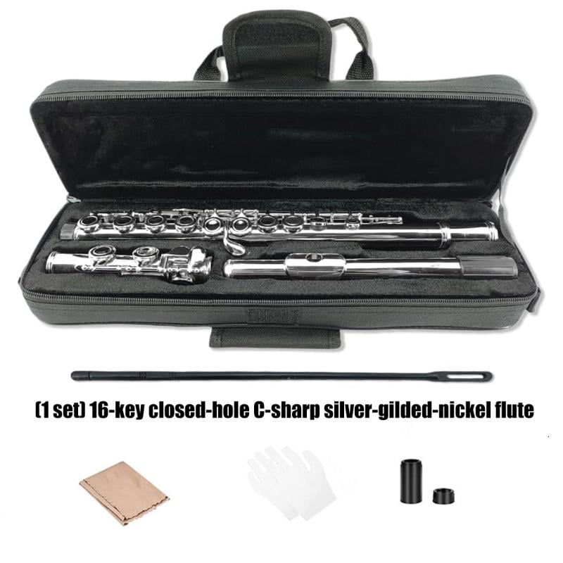 CEORPER Durability Silver Nickel Plated Brass Flute with 16 Keys Closed Hole C Key