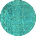 thumbnail image 1 of Ahgly Company Machine Washable Indoor Round Animal Turquoise Blue Traditional Area Rugs, 5' Round, 1 of 4