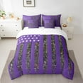 thumbnail image 2 of Erosebridal Purple Stripes Bed in a Bag Full size,American Flag Bed Set,Camouflage Camo Bedding Full Size,Breathable Abstract Room Decorative,Reversible,7-Piece, 2 of 6