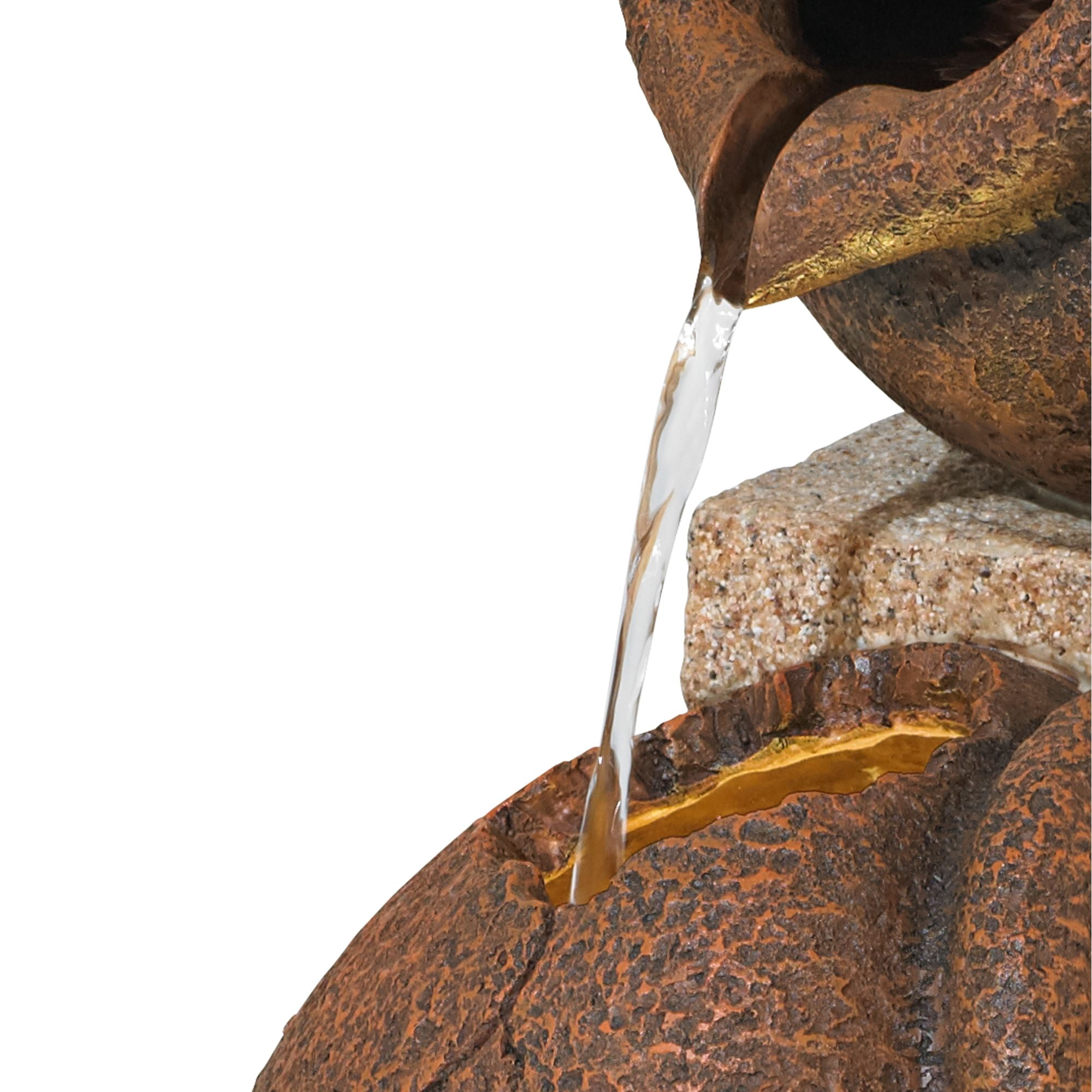 Cascading Jugs 30" High Large Rustic Indoor Outdoor Decor Faux Stone Floor Fountain with Light LED Outside