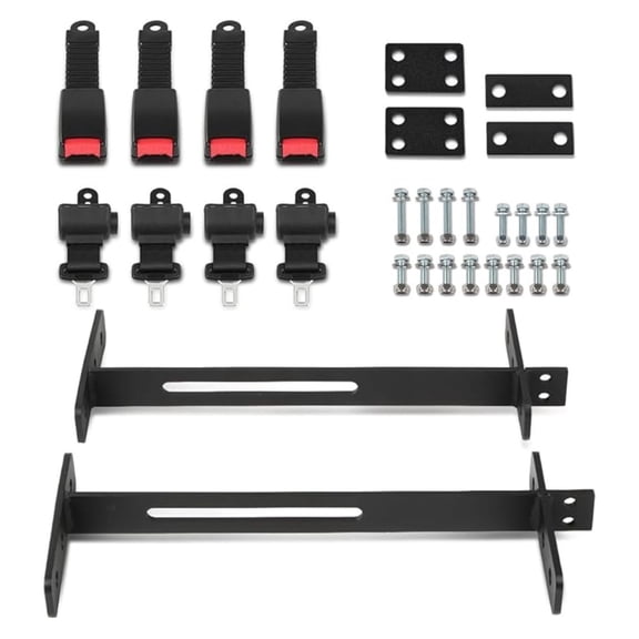 Universal 42" Retractable Golf Cart Seat Belts Kit and Bracket Compatible with Golf Carts EZGO TXT RXV Drive DS Club Car