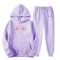 thumbnail image 5 of Kcolen Womens Sweatsuits 2 Piece Set Heartbeat Print Casual Tracksuit Sets Oversized Graphic Hoodies with Jogger Sweatpants Set Valentine's Day Gifts Purple, 5 of 5
