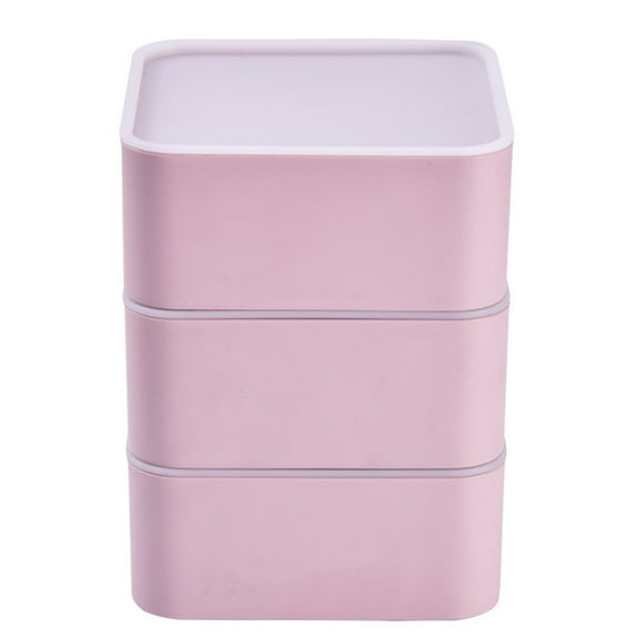 LULULION 3Pcs Pink Simple Storage Case Plastic Box with Lid for Desktop Makeup and Sundries