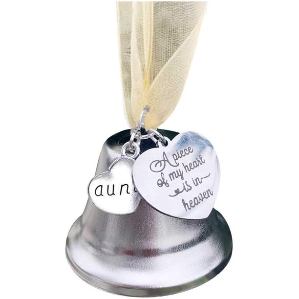 Bewildely Campana colgante conmemorativa de Navidad, enlace de ala de Ángel, campana de plata, una pieza de mi corazón está en el cielo, colgante de Kits de decoración para fiestas No.7 Bewildely HA045224-07