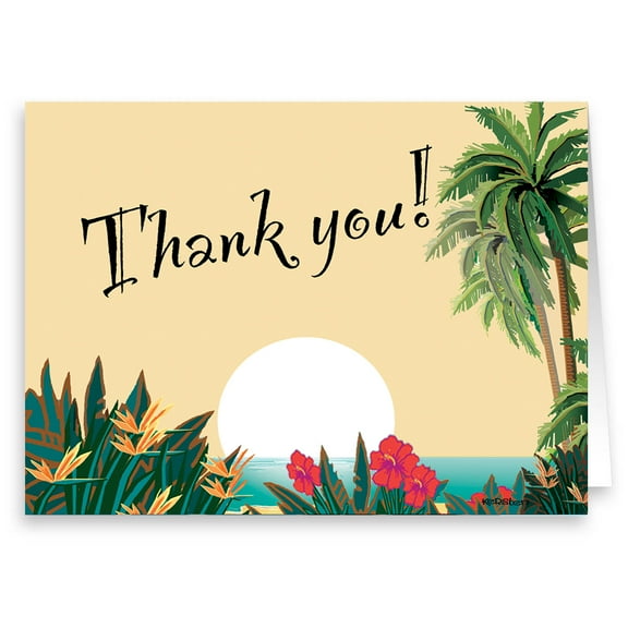 Thank You Note Card - Hawaiian Sunset - 10 Boxed Notecards - 14027