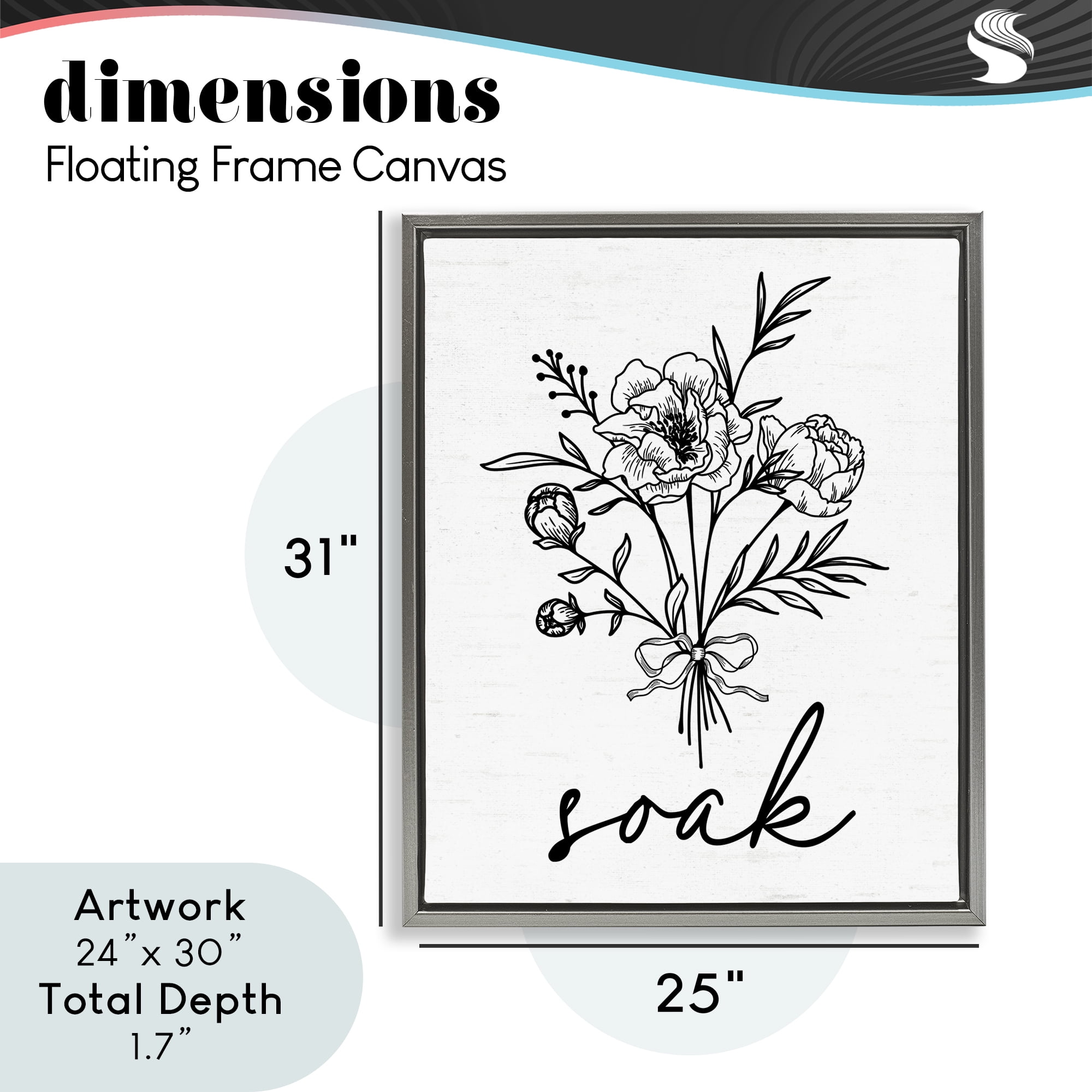 Bathroom Herb Soak Gray Framed Floater Canvas Wall Art, design by Lettered and Lined