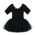 thumbnail image 5 of Yhong Little Girls Kids Ballet Leotards Skirted Tutu Cross Straps Back Dance Dress Gymnastics Outfits Black 3XL, 5 of 7