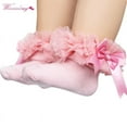 thumbnail image 2 of 1 Pair Lace Floral Socks Cute Toddlers Infants Cotton Ankle Bow Socks Baby Girls Princess Bowknots Socks For 0-5 Years, 2 of 6