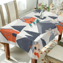 Yayeee Tablecloths 54" x 54" Rectangle Wrinkle Resistant Party Table Cover, Blue Snow Houses