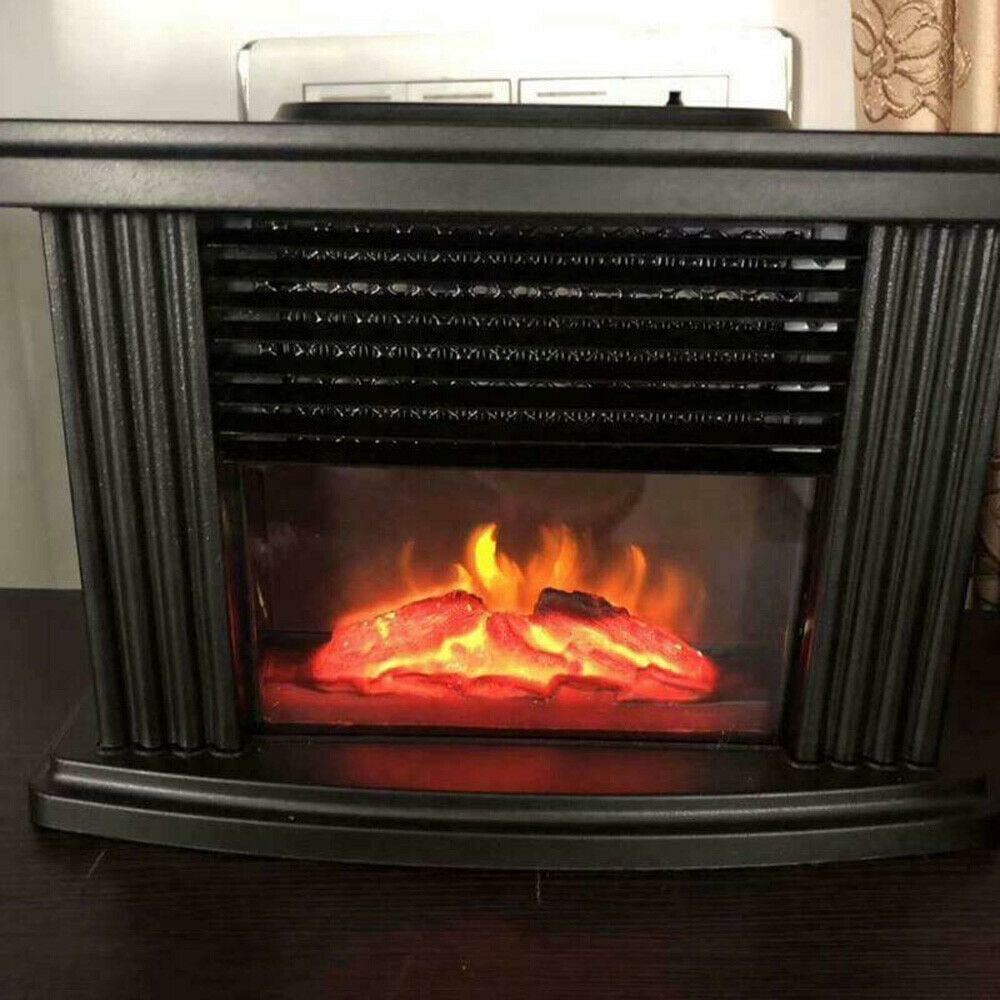 WUZSTAR 1000W Mini Electric Fireplace,3D Flame Fireplace Stove Heater with Fast Heating System (Black)
