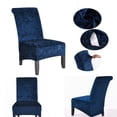 thumbnail image 2 of 2 piezas de funda para silla de comedor de terciopelo, paquete completo, elástica, para hogar, hotel, restaurante, banquete, color sólido, funda para asiento de silla, protector de muebles, 2 of 11