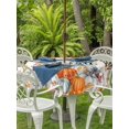 thumbnail image 2 of Outdoor Tablecloth with Umbrella Hole and Zipper, Fall Thanksgiving Round Table Cloth 60 Inch Waterproof Tablecloth, Orange White Pumpkin Maple Leaf Picnic Table Cover for Patio Camping, 2 of 7