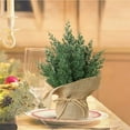 thumbnail image 4 of Christmas Tabletop Mini Tree 13" Green Xmas Pine Tree Christmas Decor with Burlap Pots for Home Indoor for Home Miniature Trees with Linen Base for Dining Table Kitchen Desk Home, 4 of 7