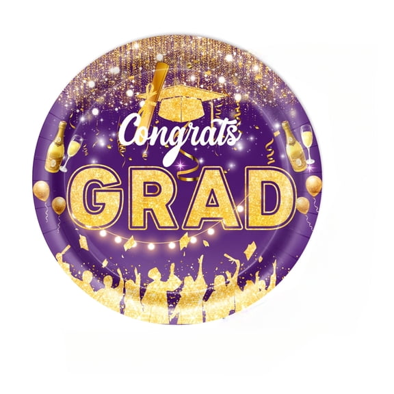 Graduation Party Decorations 2026, Purple & Gold Grad Party Supplies, All-in-One Tableware & Decor Kit for Graduation Celebrations (B)