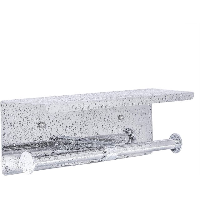 Soporte de papel higiénico con rollos dobles, autoadhesivo, soporte de papel higiénico de acero inoxidable montado en la pared, para baño y cocina Soporte para papel higiénico y teléfono SUS 304 JAMW Sencillez