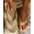 thumbnail image 3 of Women's Rhinestone Glitter Flat Slippers Slip On Sandals Beach Summer Flip Flops, 3 of 4