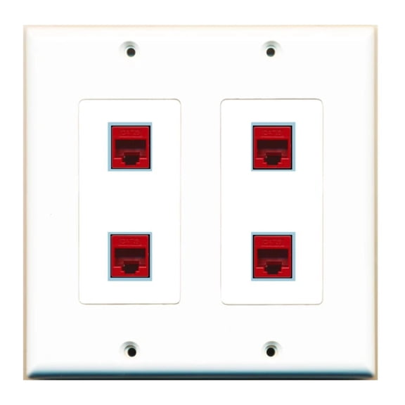 Ultra Spec Cables 4 Port Custom Keystone Wall Plate 2 Gang DecorZ
