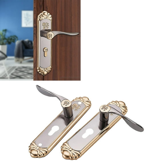 Door Knob With Lock, Zinc Alloy 5353 Golden Door Handle Lock Set Door Knobs With Lock And Key With Keys for Wooden Doors Bedroom Doors