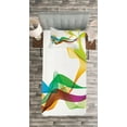 thumbnail image 3 of Ambesonne Abstract Quilted Bedspread Set 2 Pcs, Wavy Ribbon Rainbow, Twin Size, Multicolor, 3 of 3