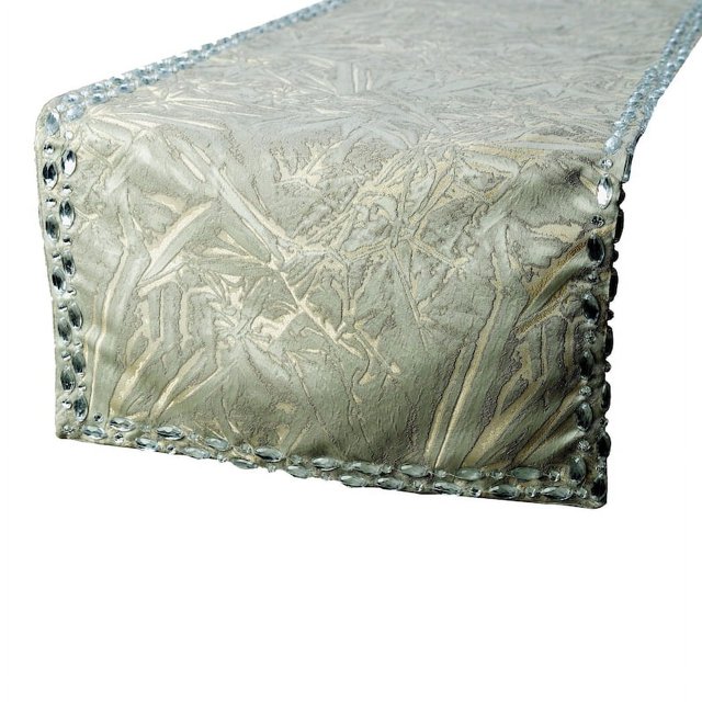 The HomeCentric Decorative Table Runner 14 x 36 inch Crystals Silk Fabric Abstract Pattern Modern Style - Timothy