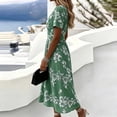 thumbnail image 5 of QSAWXQZ Women's Floral Wrap Midi Dress Short Sleeve V Neck A Line Sundress Vacation Outfit Casual for Summer 2XL, 5 of 6