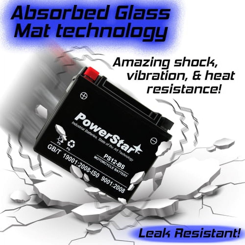 yu✴︎ PowerStar YTX12-BS Motorcycle Battery Compatible with Kawasaki