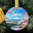 thumbnail image 2 of Mount Fuji Japan Mountain Japanese Cherry Blossom Sakura Trees Art Souvenir Travel Memory Souvenir Landmark Vacation Keepsake Ceramic Christmas Ornament Xmas Holiday Tree Gift, 2 of 3