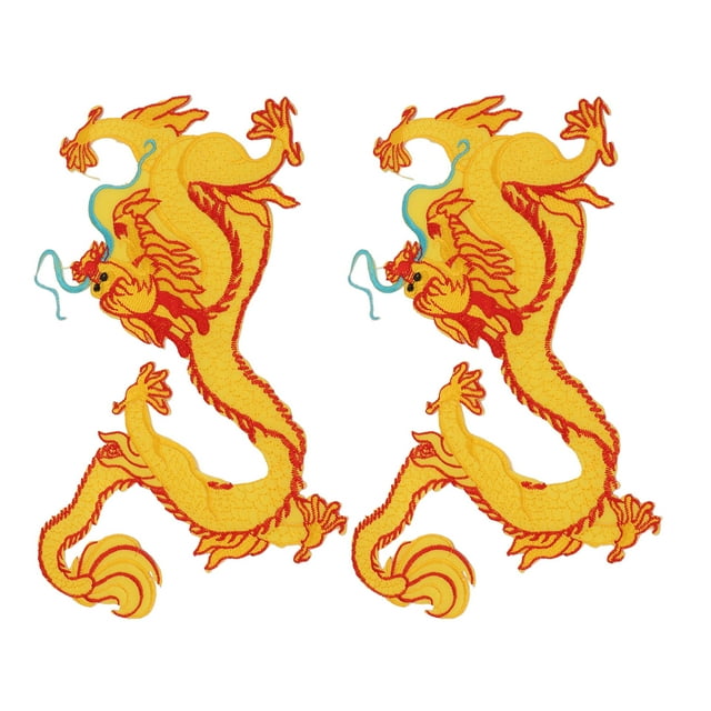 Gros Patchspour les Vestes, 2pcs Patch Dragon Jaune Patch Brodé Patch Couture Patchs Design Révolutionnaire