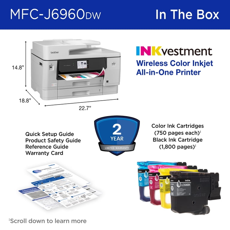 Brother INKvestment MCF-J6960DW Wireless Color Inkjet All-in-One